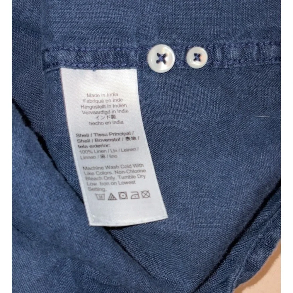 J. Crew Baird McNutt Irish Linen Solid Short Sleeve Large Classic Fit Navy Blue